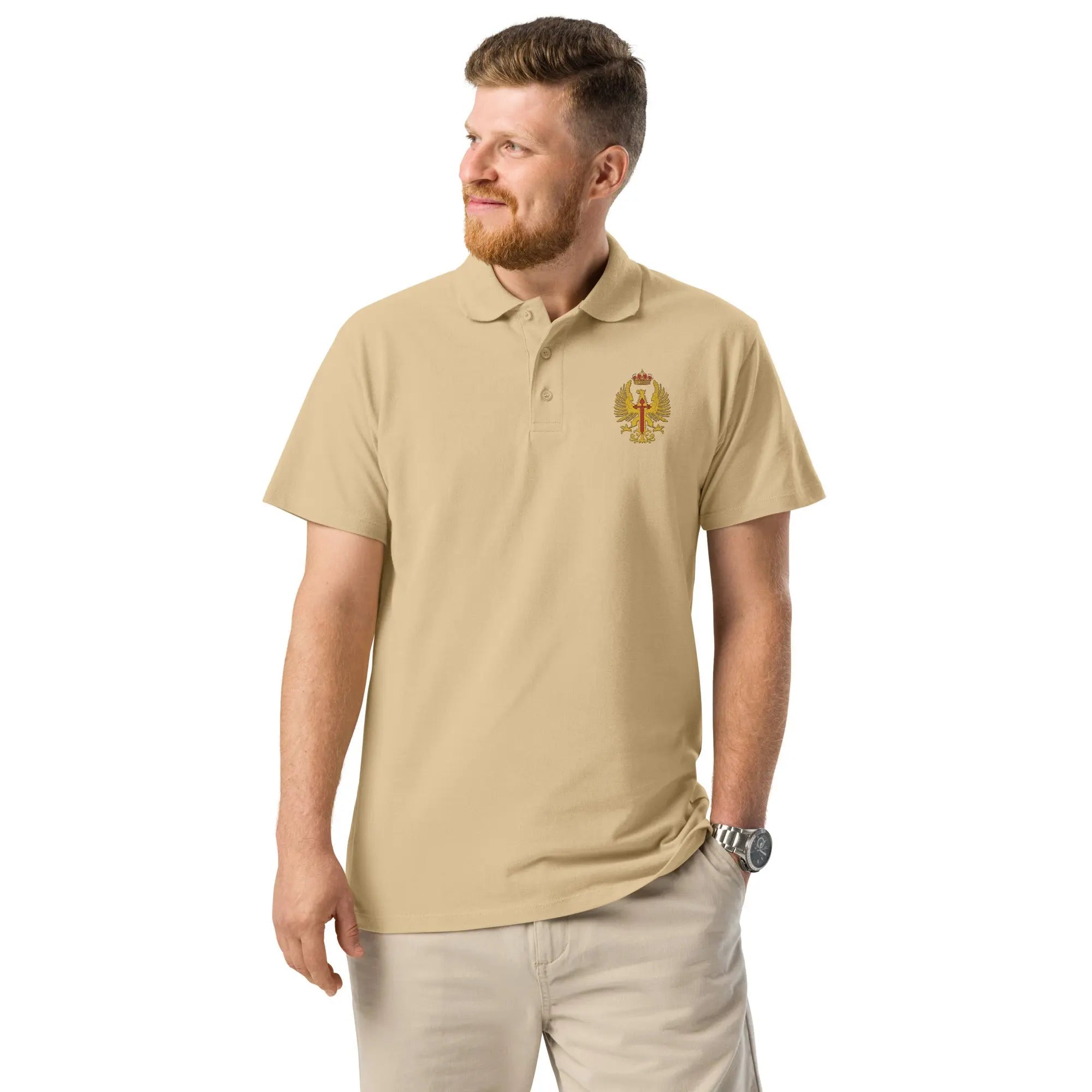 Comprar Premium Ejército pique polo shirt La Flamenca de Borgoña, Bandera de España, Cruz de Borgoña, Patricia Muñoz, VOX