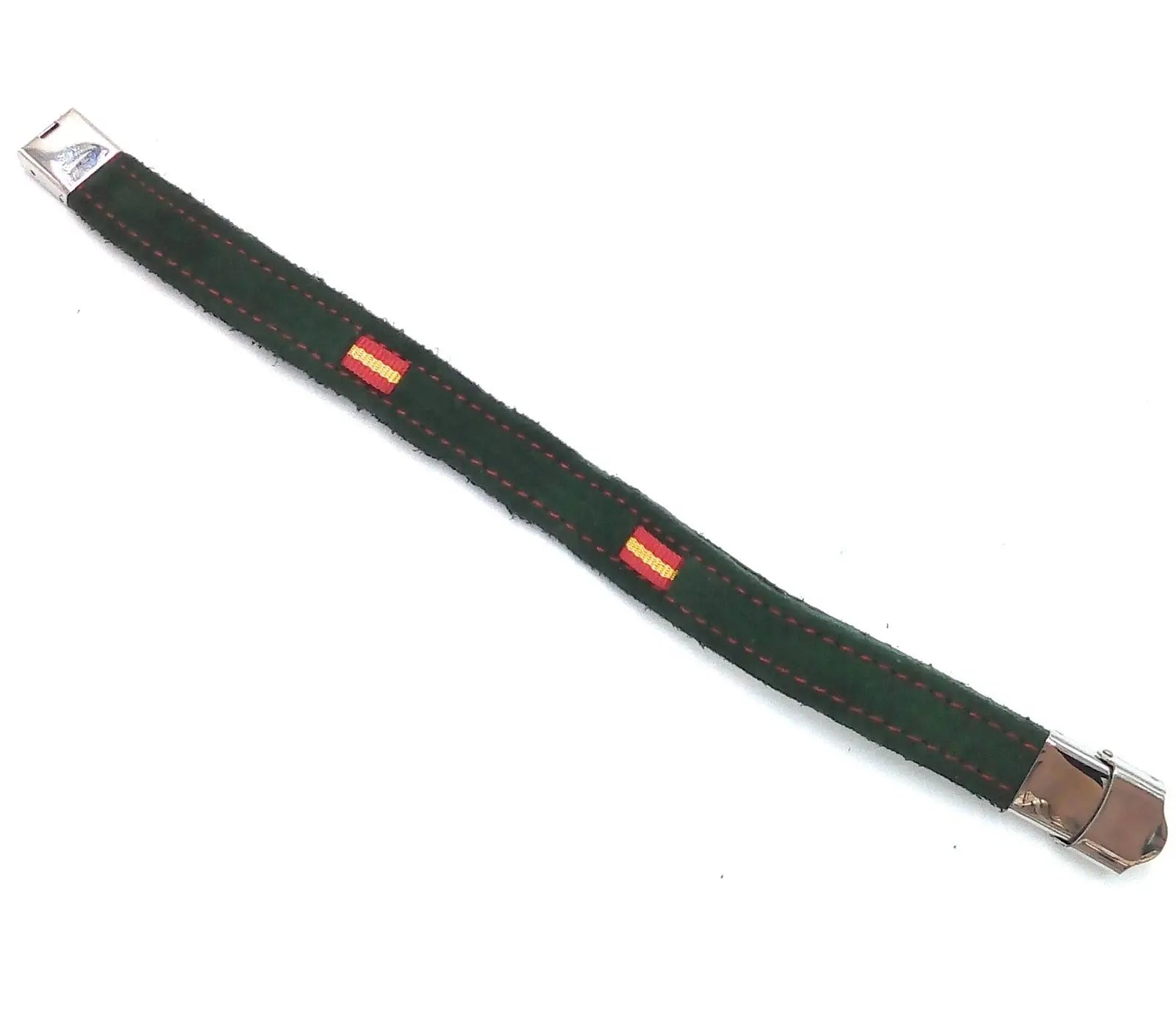 Comprar Pulsera España serraje verde dos banderas Bandera España La Flamenca de Borgoña Patricia Muñoz VOX