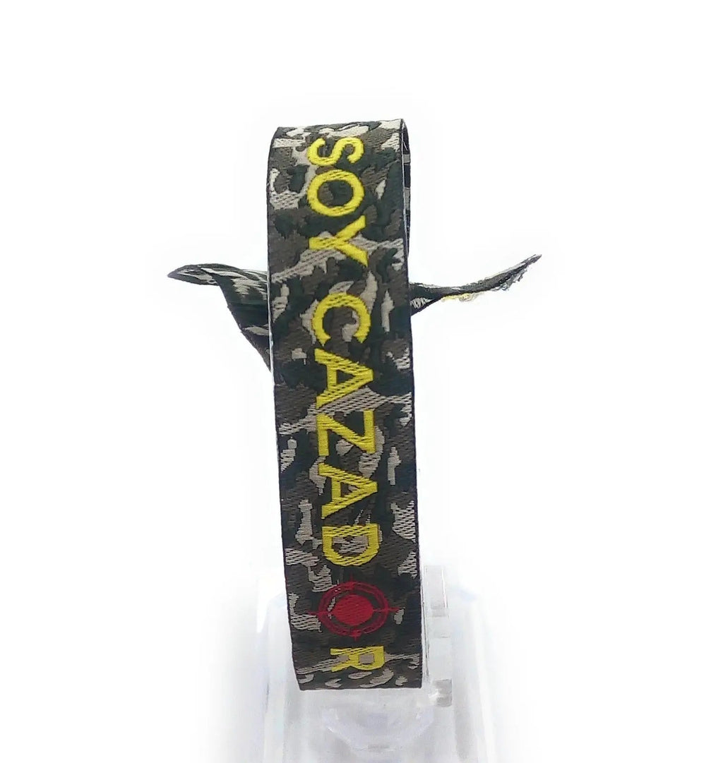 Comprar Pulsera tela SOY CAZADOR camuflaje Bandera España La Flamenca de Borgoña Patricia Muñoz VOX