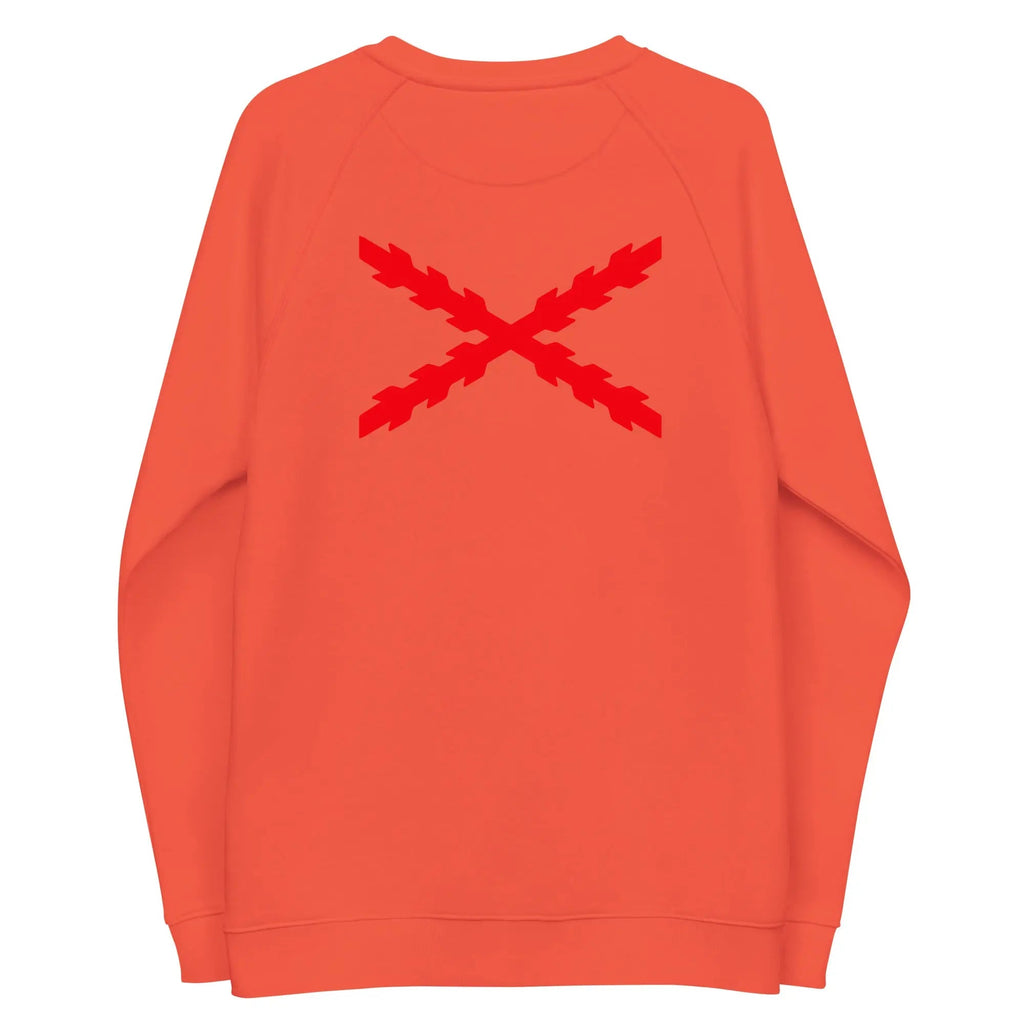 Comprar Sudadera Cruz de Borgoña orgánica raglán unisex Bandera España La Flamenca de Borgoña Patricia Muñoz VOX