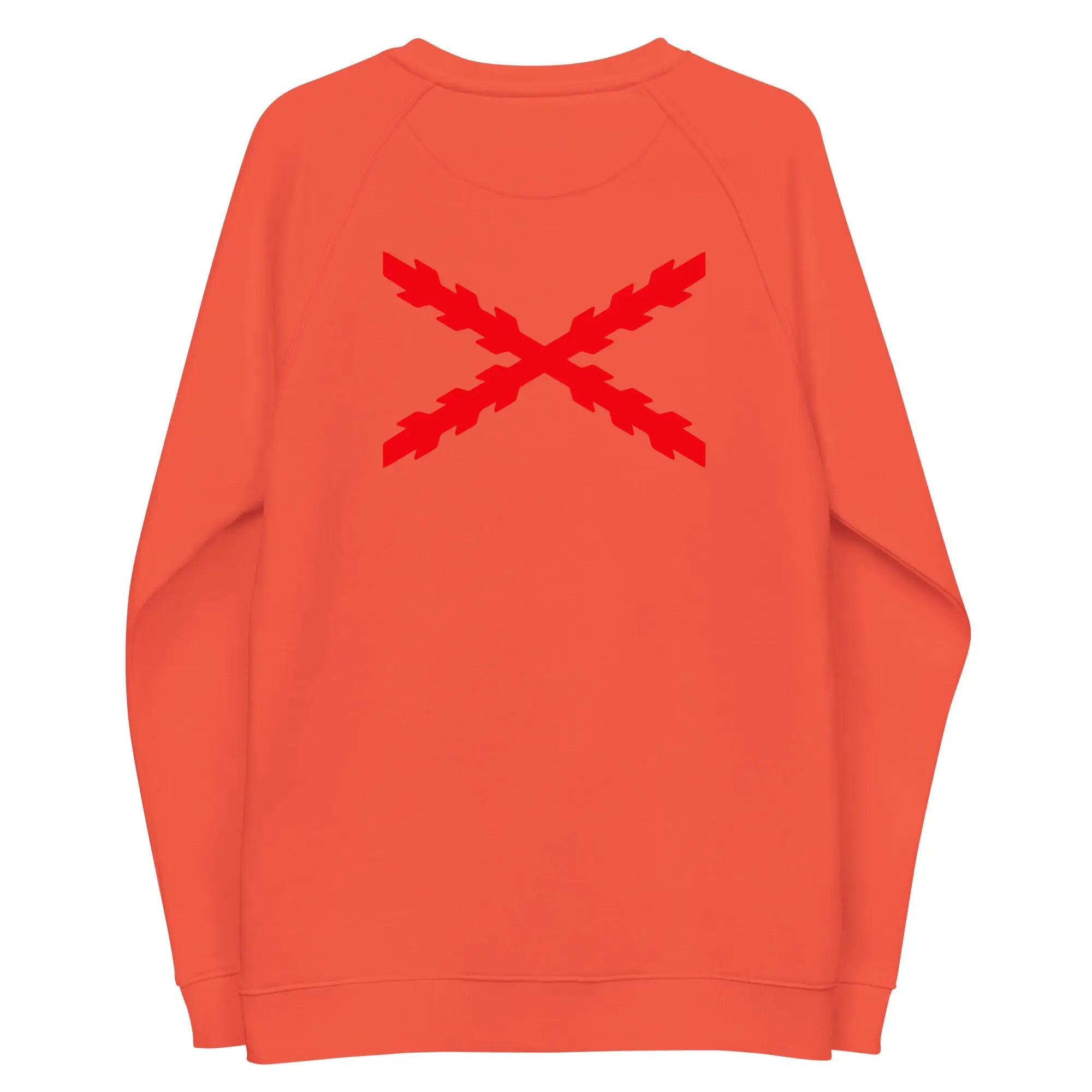 Comprar Sudadera Cruz de Borgoña orgánica raglán unisex Bandera España La Flamenca de Borgoña Patricia Muñoz VOX