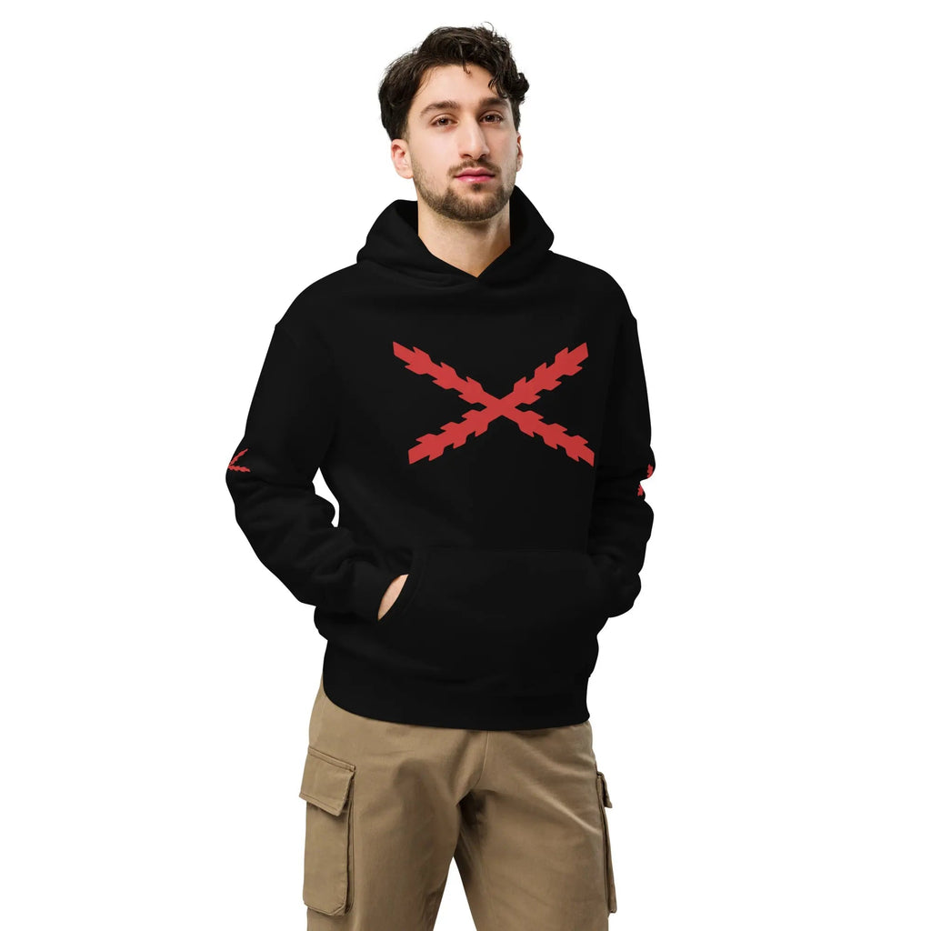 Comprar Sudadera Cruz de Borgoña oversize unisex La Flamenca de Borgoña, Bandera de España, Cruz de Borgoña, Patricia Muñoz, VOX, Santiago Abascal