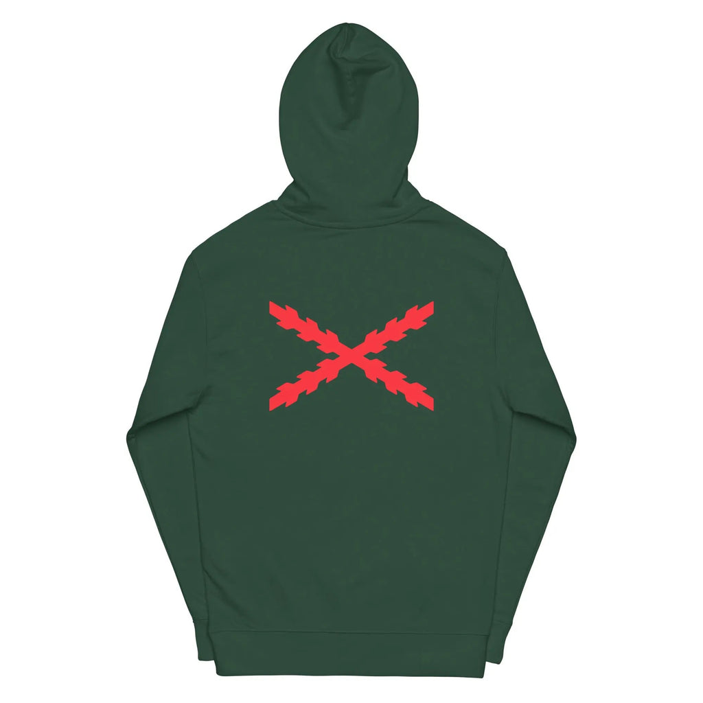 Comprar Sudadera Cruz de San Andrés capucha unisex Bandera España La Flamenca de Borgoña Patricia Muñoz VOX