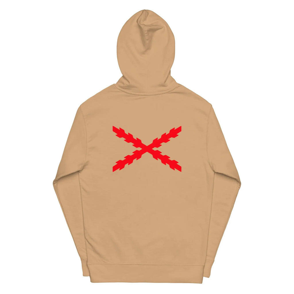 Comprar Sudadera Cruz de San Andrés capucha unisex Bandera España La Flamenca de Borgoña Patricia Muñoz VOX