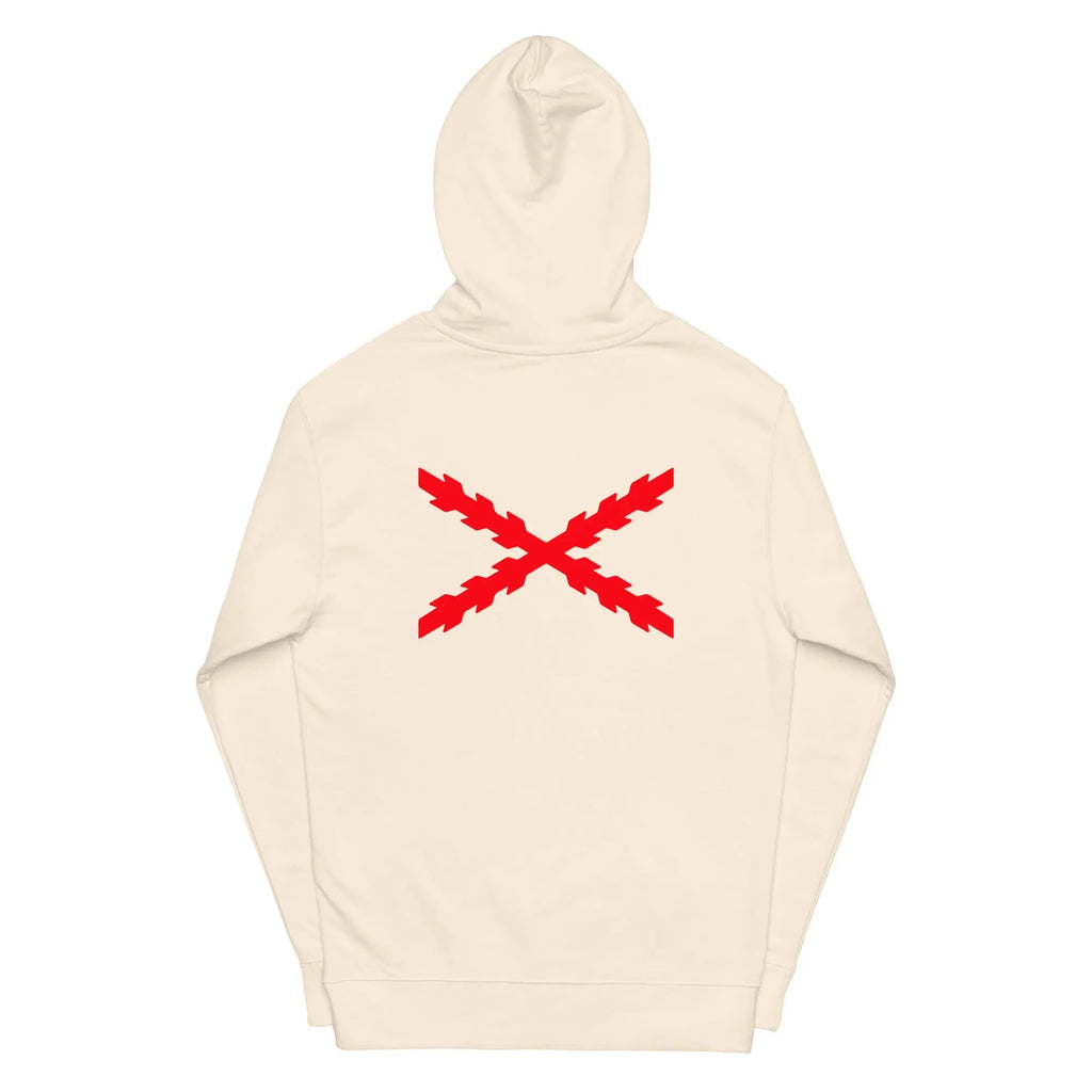 Comprar Sudadera Cruz de San Andrés capucha unisex Bandera España La Flamenca de Borgoña Patricia Muñoz VOX