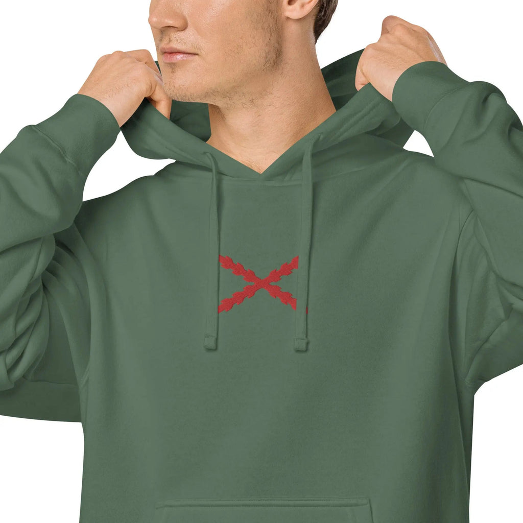 Comprar Sudadera Cruz de Borgoña con capucha unisex Bandera España La Flamenca de Borgoña Patricia Muñoz VOX