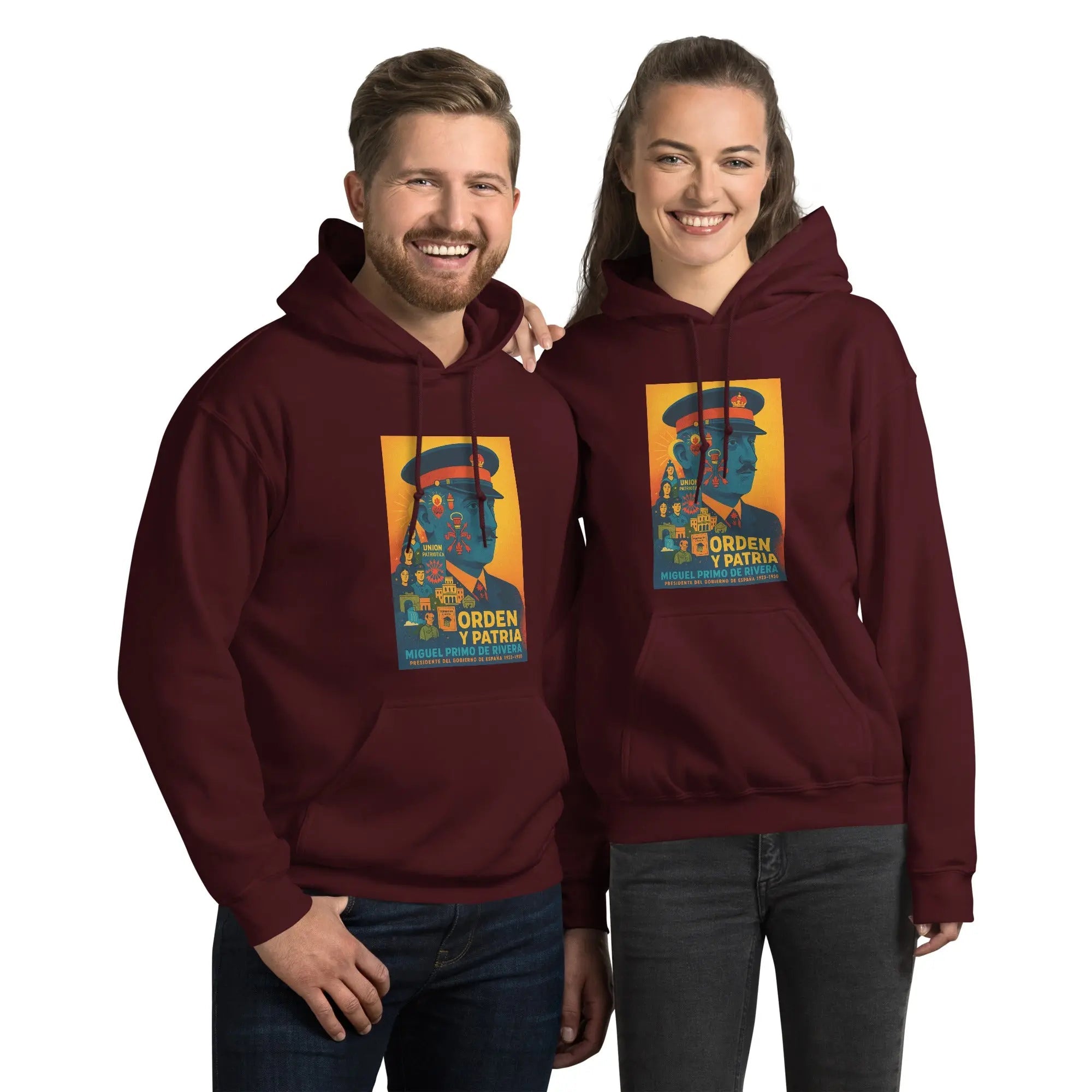 Comprar Sudadera con capucha unisex La Flamenca de Borgoña, Bandera de España, Cruz de Borgoña, Patricia Muñoz, VOX
