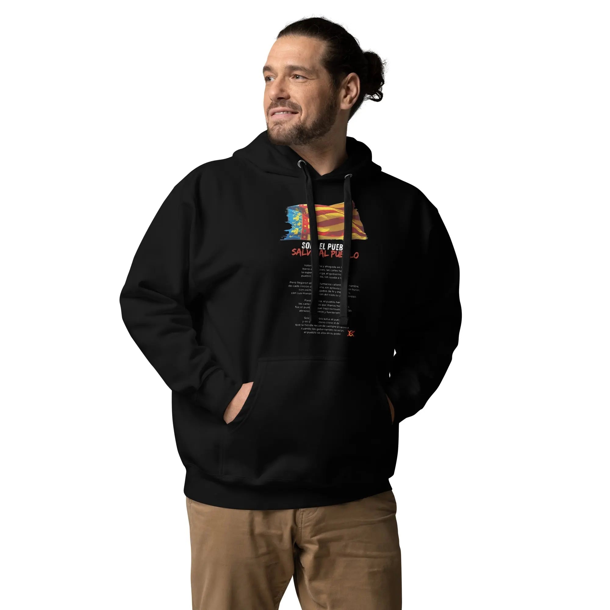 Comprar Sudadera con capucha unisex Valencia (con poema) Bandera España La Flamenca de Borgoña Patricia Muñoz VOX
