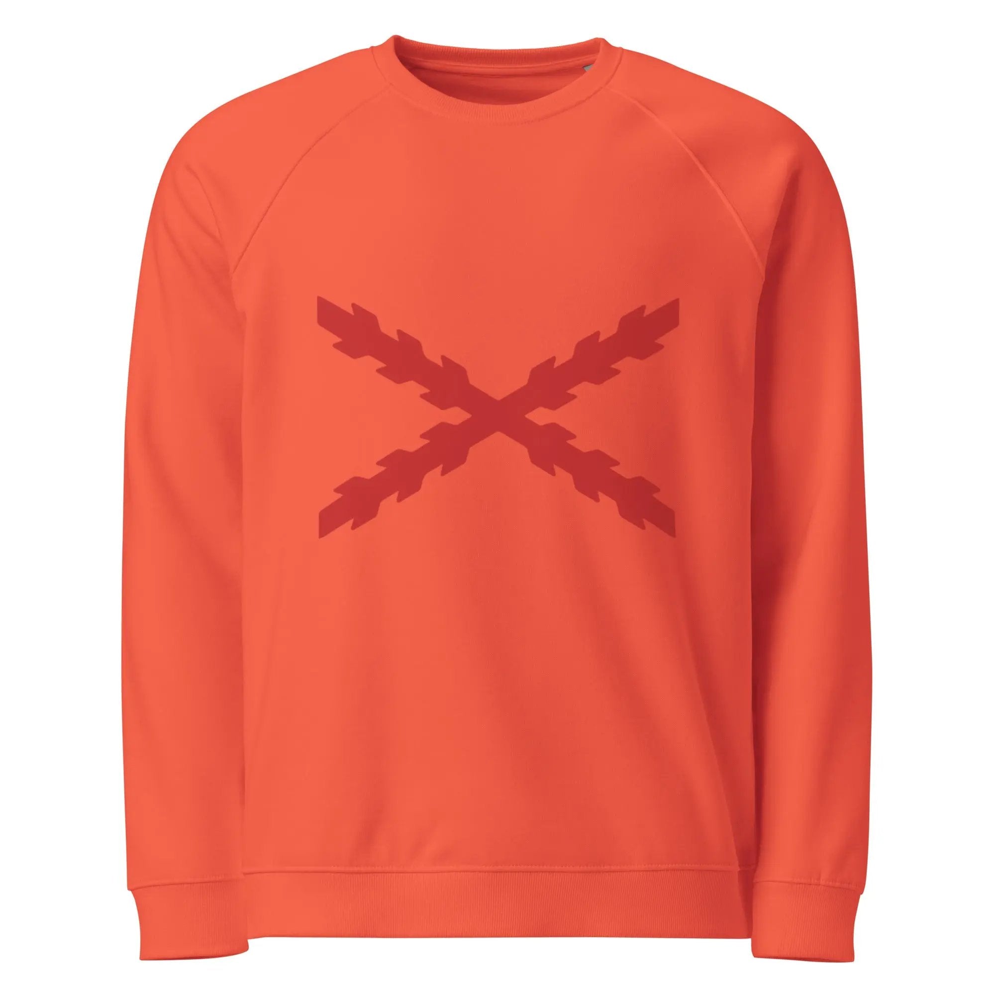 Comprar Sudadera orgánica raglán unisex Cruz de Borgoña La Flamenca de Borgoña Bandera España