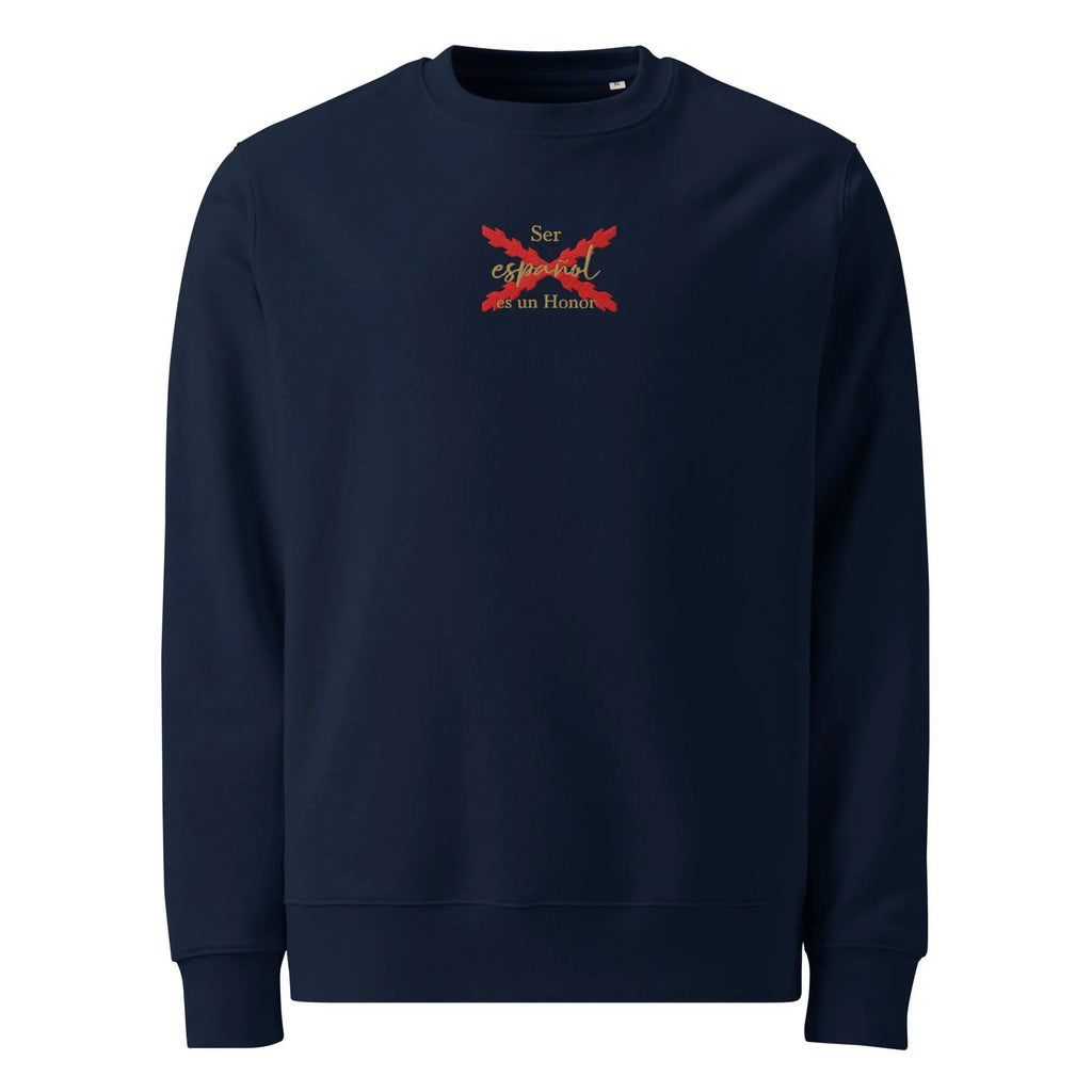 Comprar Sudadera orgánica unisex "Ser español es un Honor" La Flamenca de Borgoña Bandera España