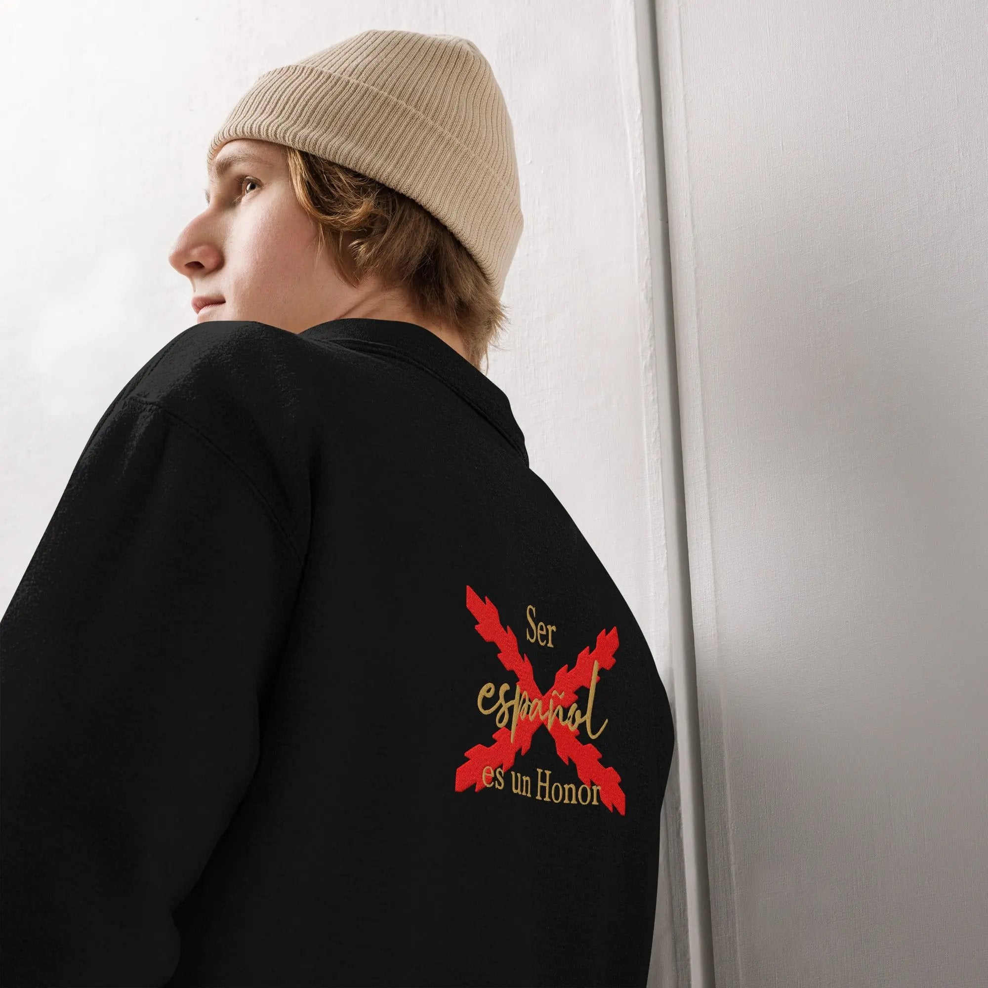 Comprar Sudadera premium unisex "Ser español es un Honor" La Flamenca de Borgoña Bandera España