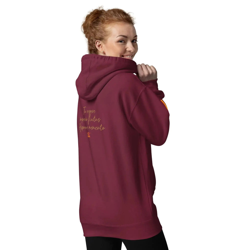 Comprar Sudadera unisex Tu Regere Imperio Fluctus Hispane Memento con capucha Bandera España La Flamenca de Borgoña Patricia Muñoz VOX