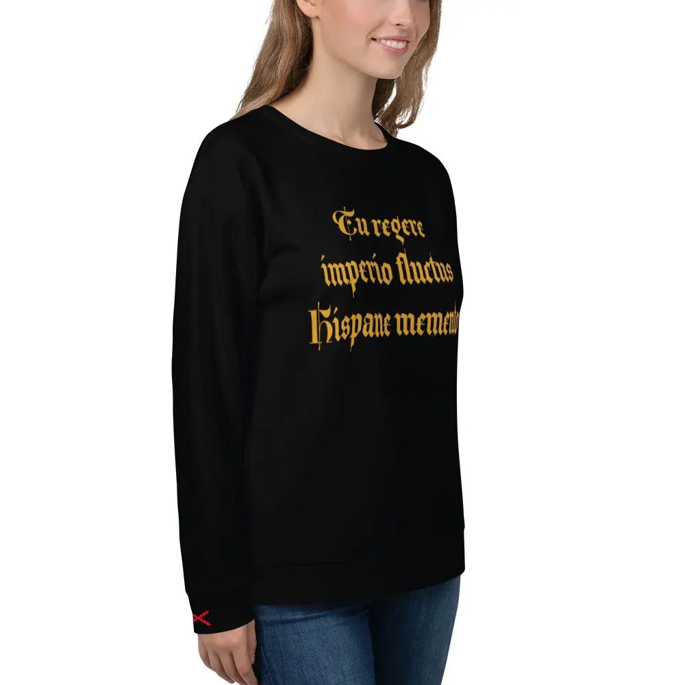 Comprar Sudadera mujer Tu regere imperio fluctus Hispane memento Bandera España La Flamenca de Borgoña Patricia Muñoz VOX