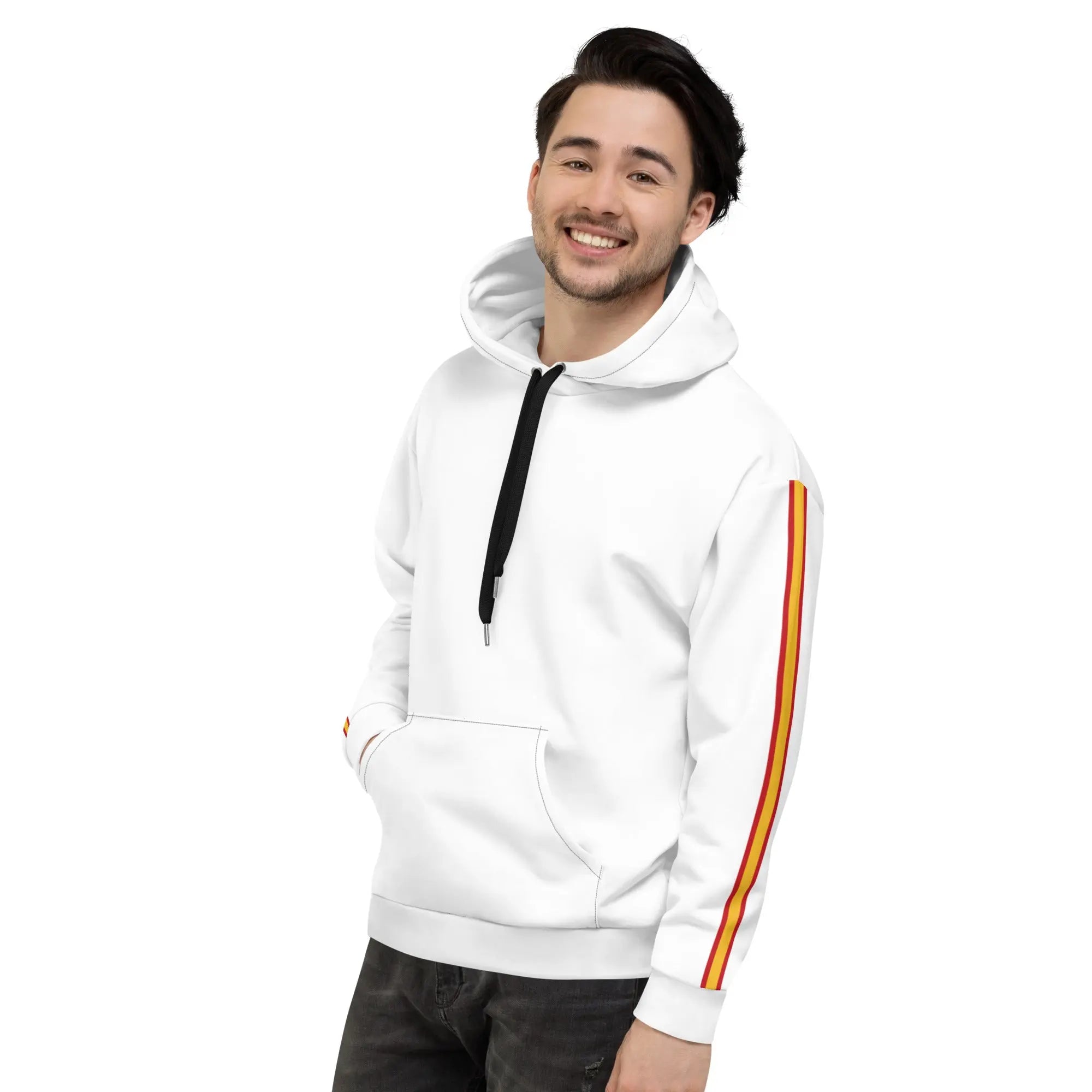 Comprar Sudadera Bandera de España unisex blanca Bandera España La Flamenca de Borgoña Patricia Muñoz VOX