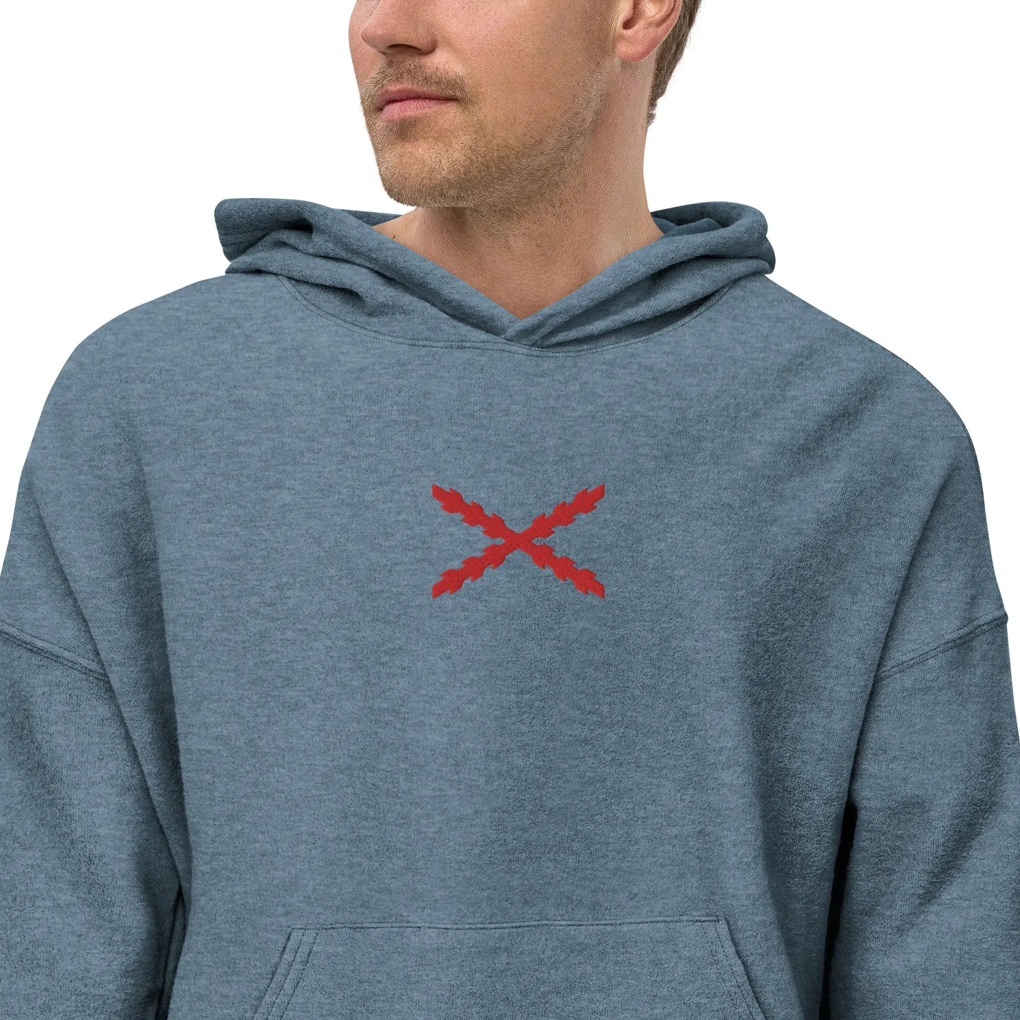 Comprar Sudadera vellón polar unisex Cruz de Borgoña Bandera España La Flamenca de Borgoña Patricia Muñoz VOX