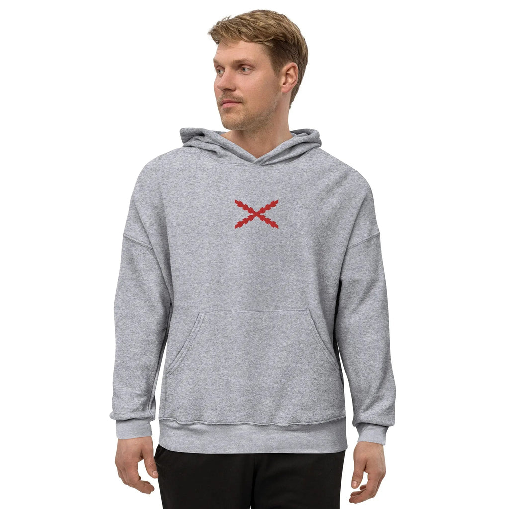 Comprar Sudadera vellón polar unisex Cruz de Borgoña Bandera España La Flamenca de Borgoña Patricia Muñoz VOX