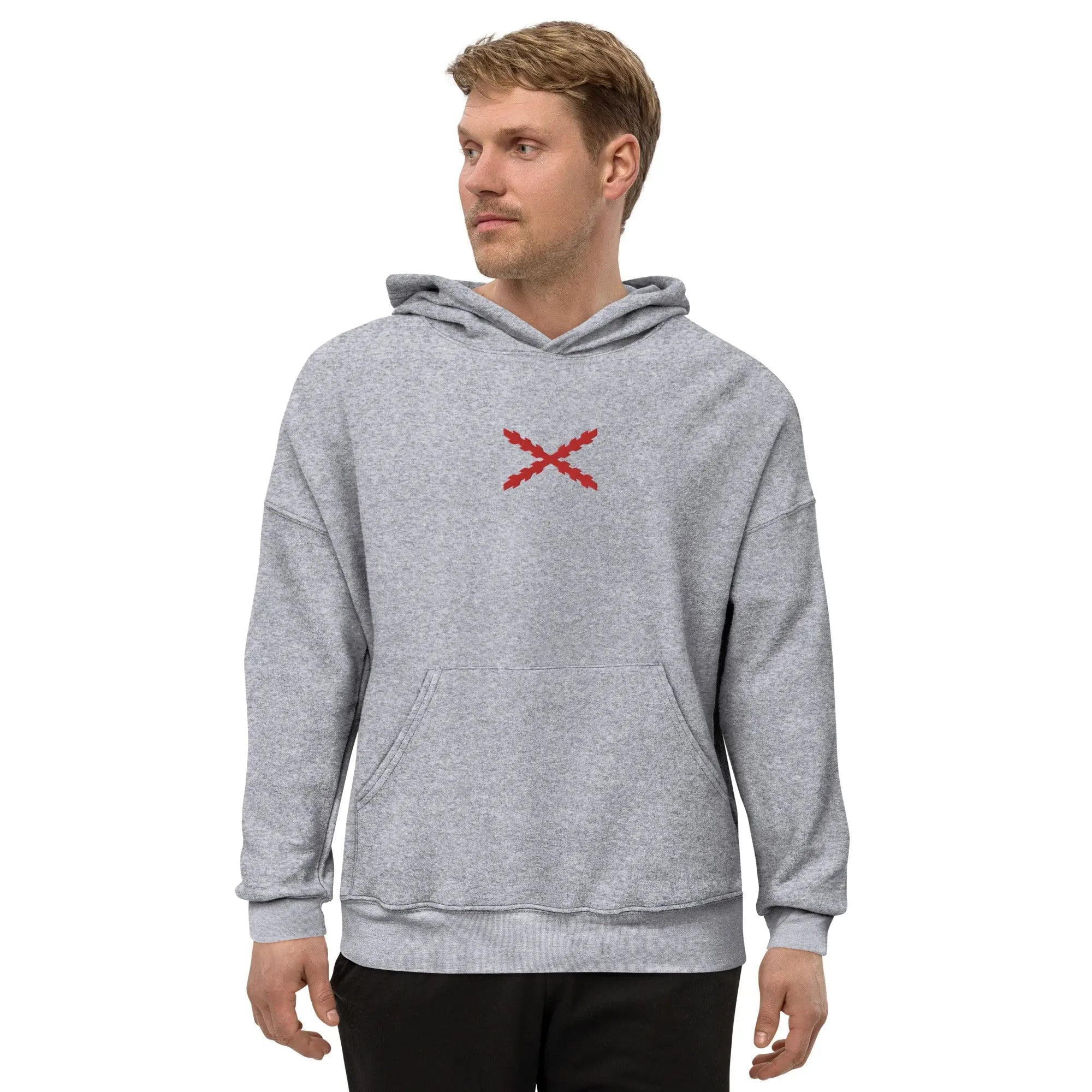 Comprar Sudadera vellón polar unisex Cruz de Borgoña Bandera España La Flamenca de Borgoña Patricia Muñoz VOX