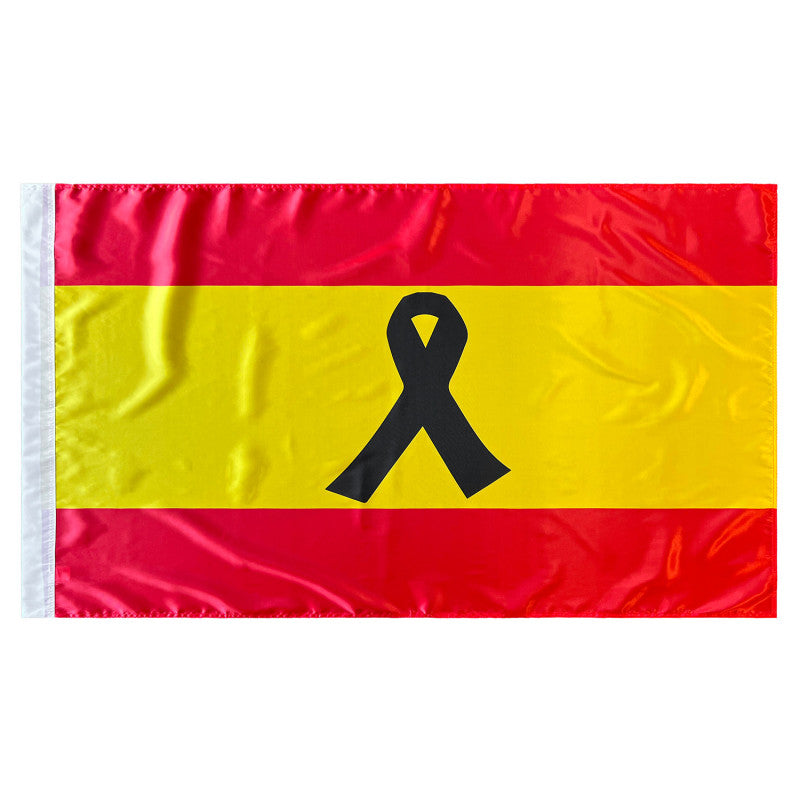 Bandera de España sin Escudo con Lazo negro 150x90 cm Satén