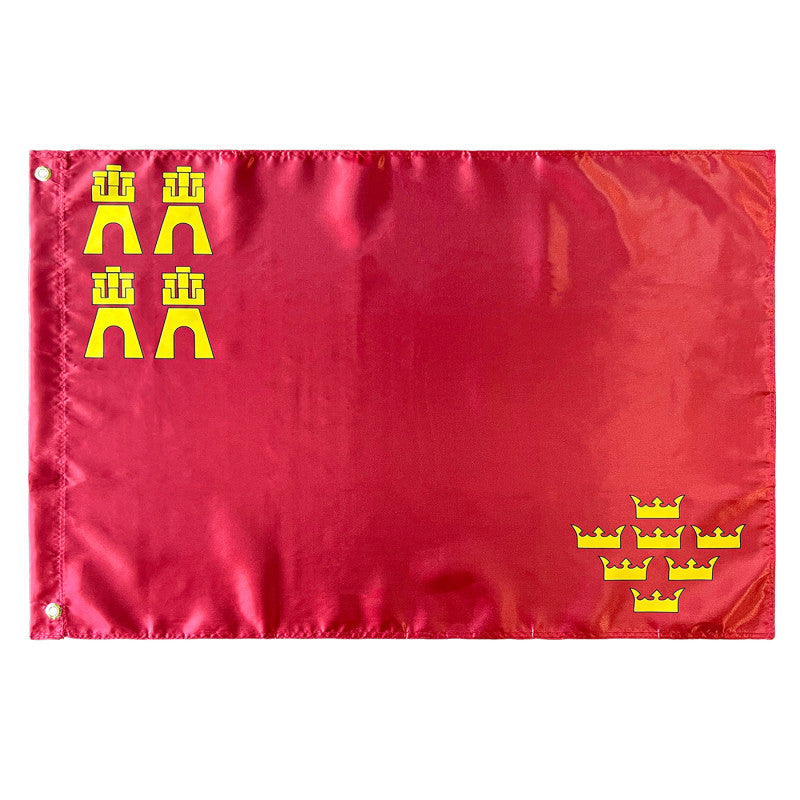 Bandera de la Región de Murcia con 2 Ojales metálicos 60x90 cm Satén