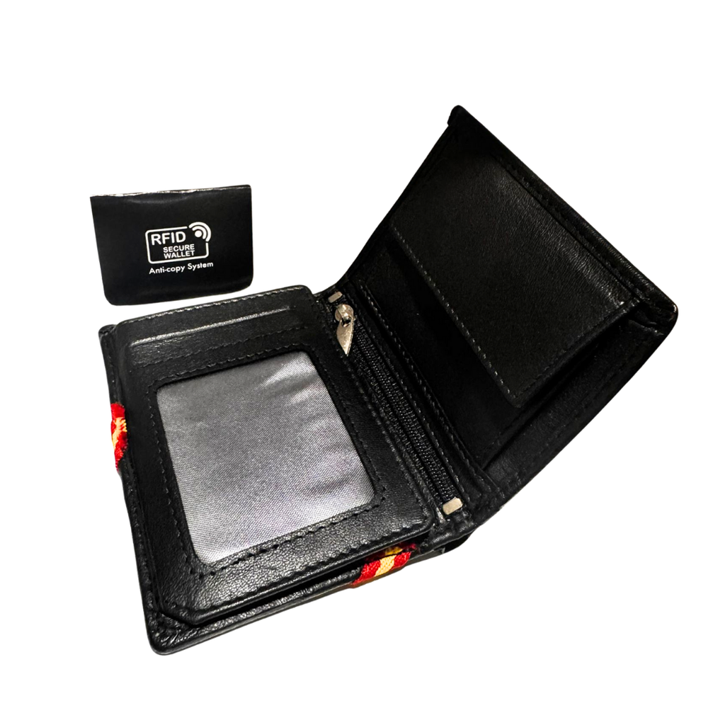 Cartera de España negra Bandera Diagonal RFID Secure Wallet Anti-Copy System para tarjetas