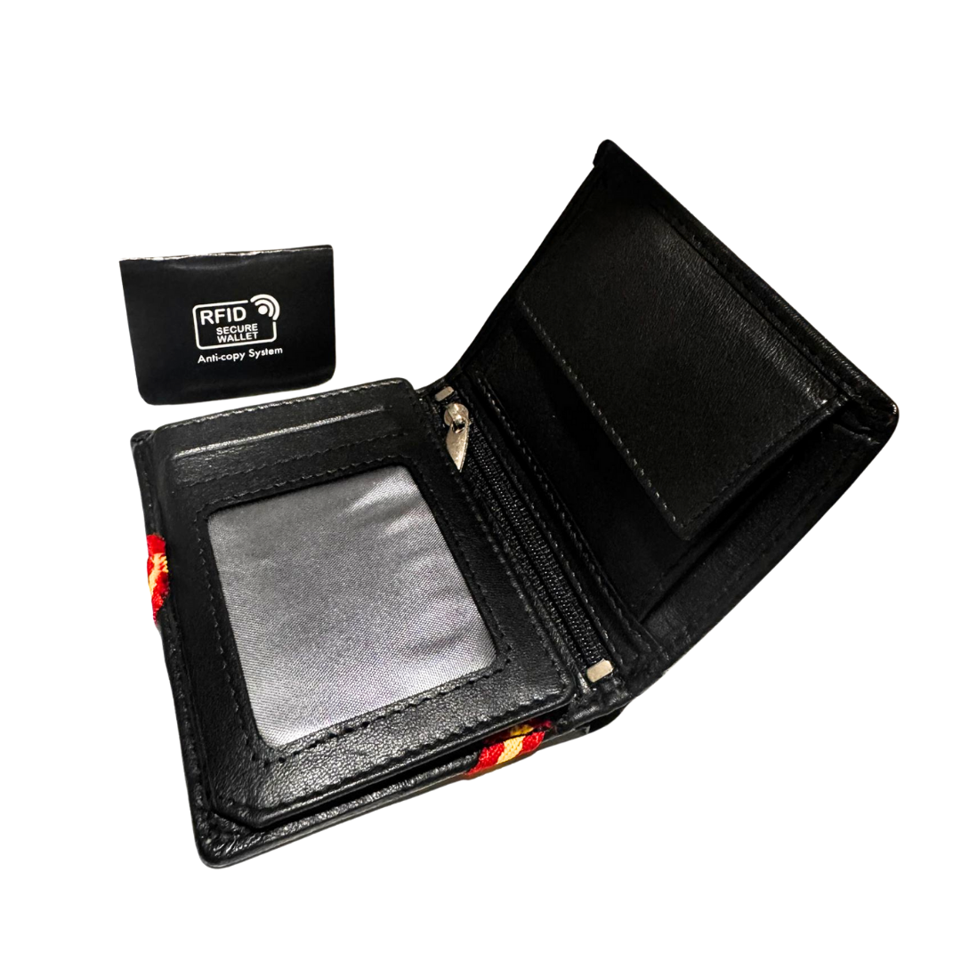 Cartera de España negra Bandera Diagonal RFID Secure Wallet Anti-Copy System para tarjetas