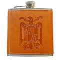 Petaca Águila de San Juan de Acero Inoxidable 304 Forrada en Piel (Marron) 6oz 177ml