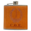 Petaca C.O.E. de Acero Inoxidable 304 Forrada en Piel (Marron) 6oz 177ml
