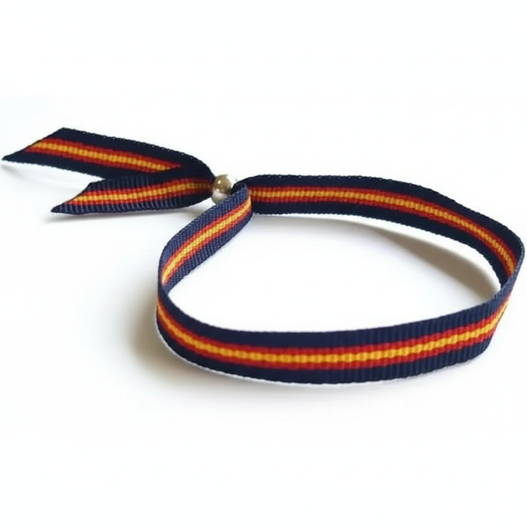 Pulsera tela bandera España azul con bola