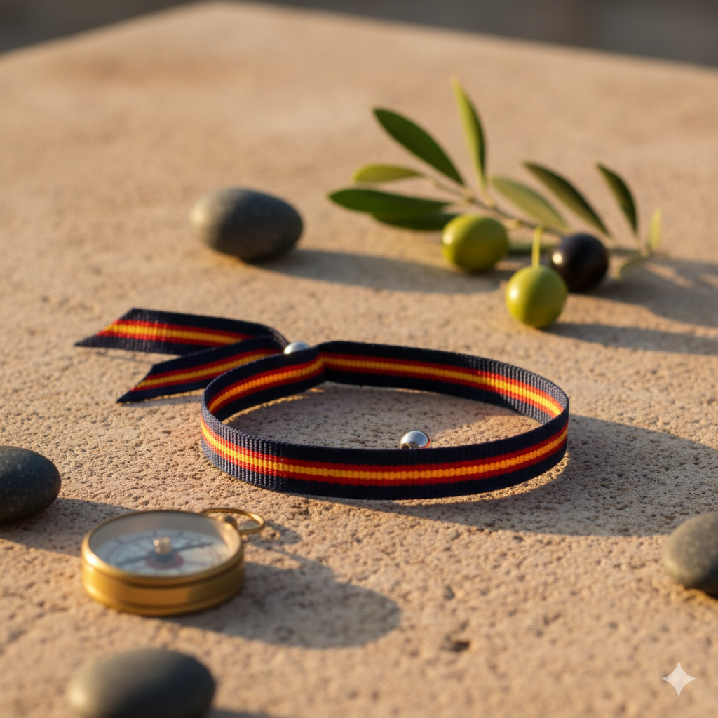 Pulsera tela bandera España azul con bola