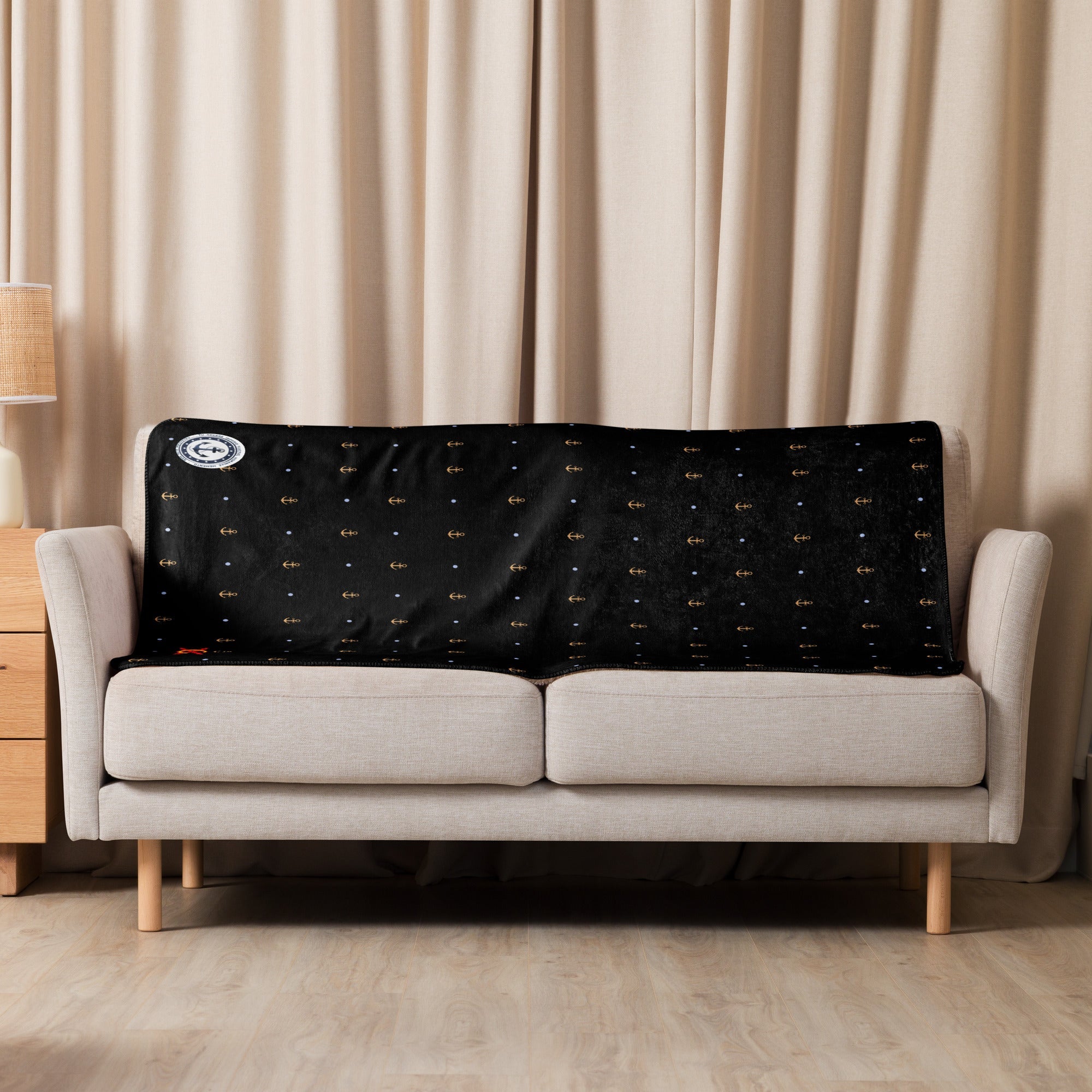 Manta sherpa negra Anclas - LaFlamencadeBorgoña