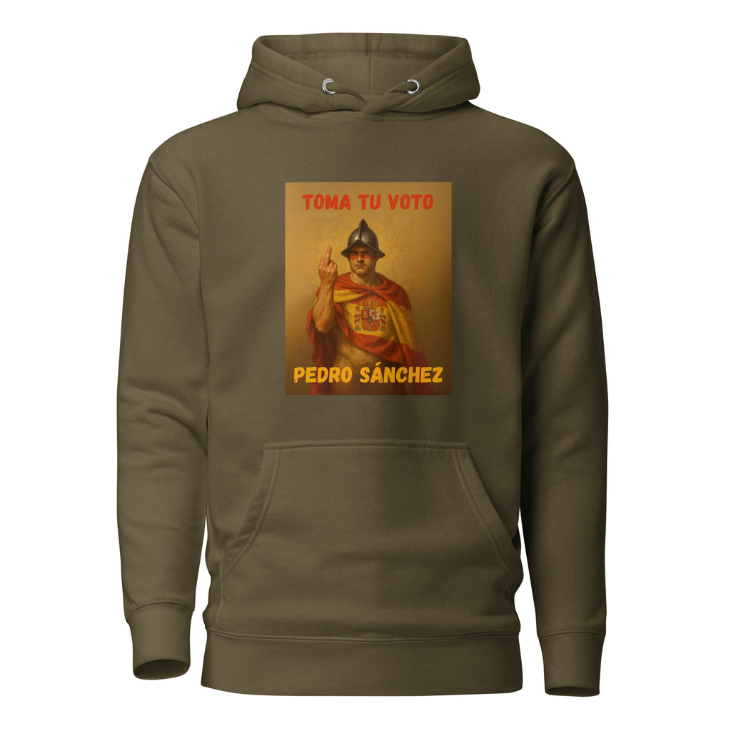 Comprar Sudadera "Toma tu voto, Pedro Sánchez" Bandera España La Flamenca de Borgoña Patricia Muñoz VOX